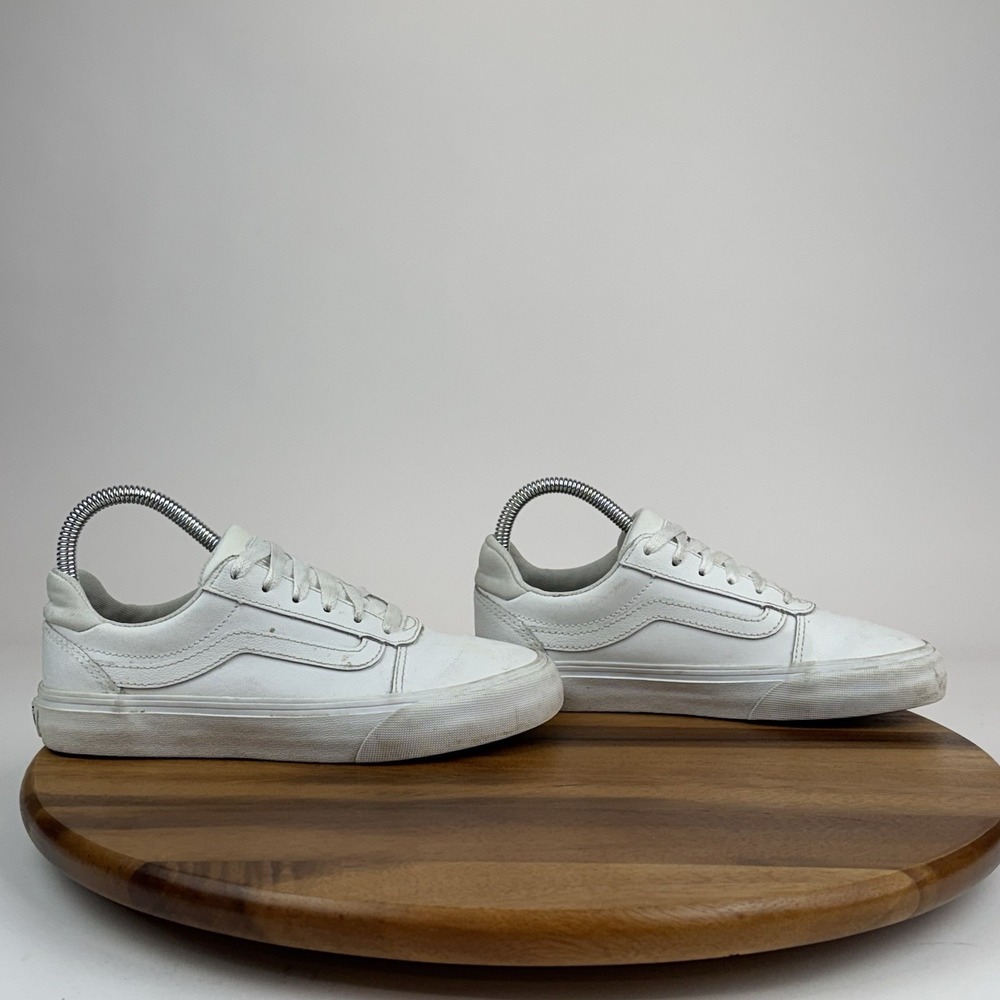 Womens Vans Deluxe Comfort Old Skool White Leather Skate Sneakers Shoes Size 6 M
